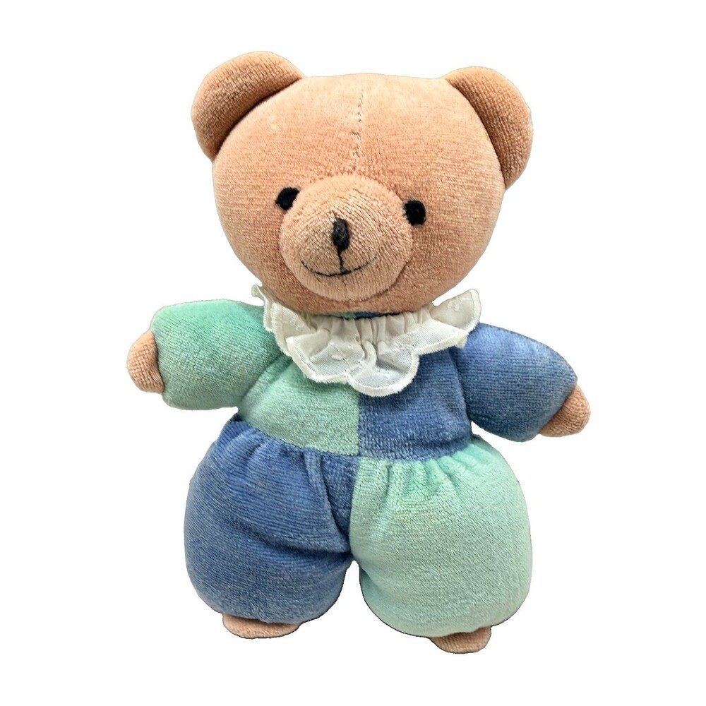Sterntaler Plush Teddy Bear German Stuffed Animal Vintage 7” Blue Green Velour